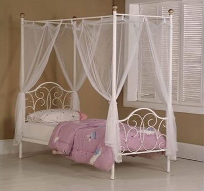 White Four Poster Bed Childrens 4, Girls Metal Bed Frame