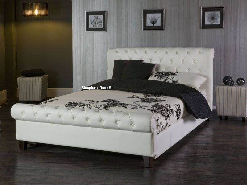 Limelight Phoenix White Faux Leather, Super King Size Leather Bed Frame