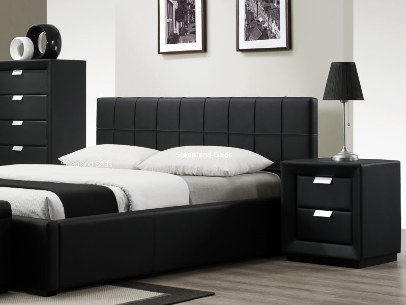 rossi luxury matt black leather bedroom furniture - buy with bed offer