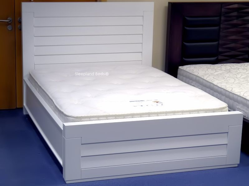 Bella White Wooden Bed | High Gloss White Solid Wood Beds - Kingsize