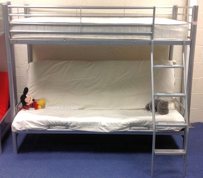 Metal Bunk Bed With Double Futon, Bunk Bed Sofa Uk