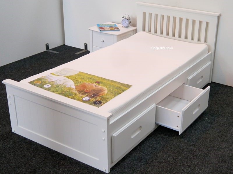 Bed Frame With Storage Diy Bedframe, Single Bed With Storage Drawers White