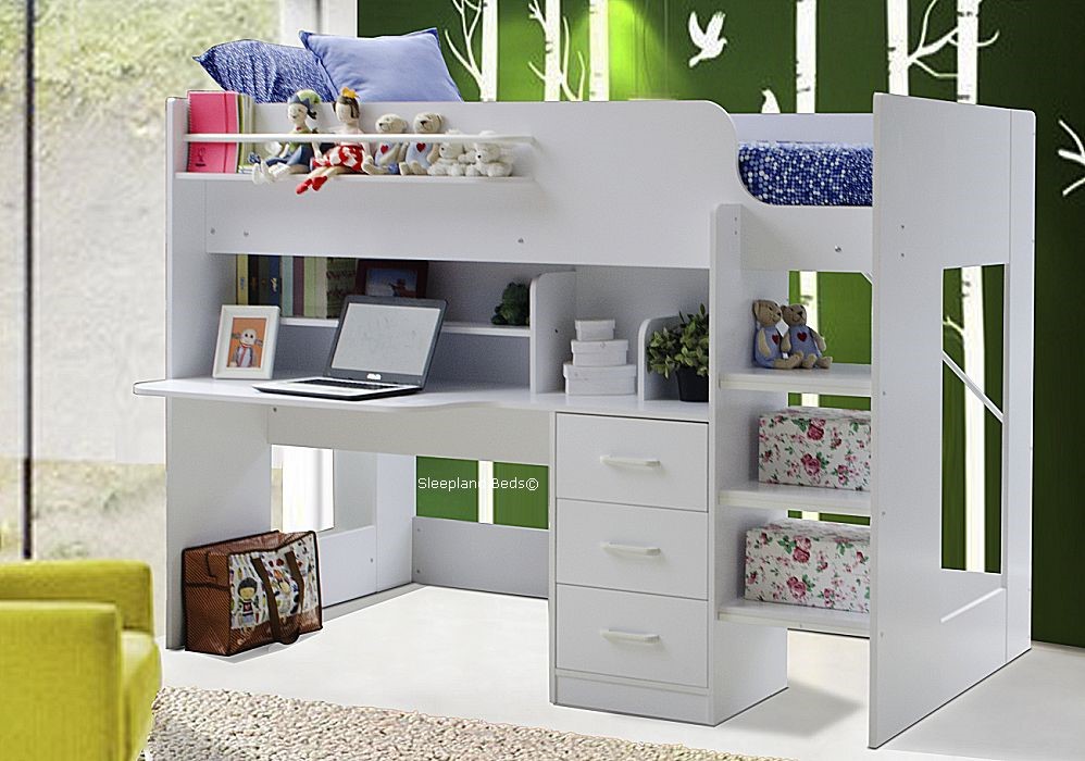 Sleepland Beds Boston Highsleeper Bed, Loft Bed With Storage And Desk