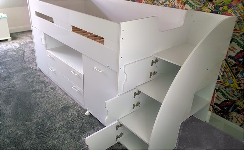 mid sleeper bed with storage steps
