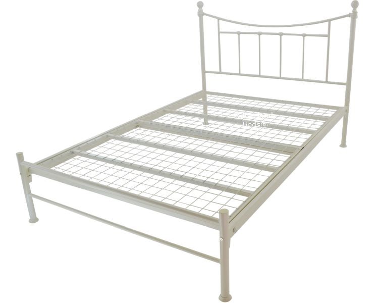Bristol Ivory Gloss Metal Bed Frame, Metal Bed Frame With Mesh Base