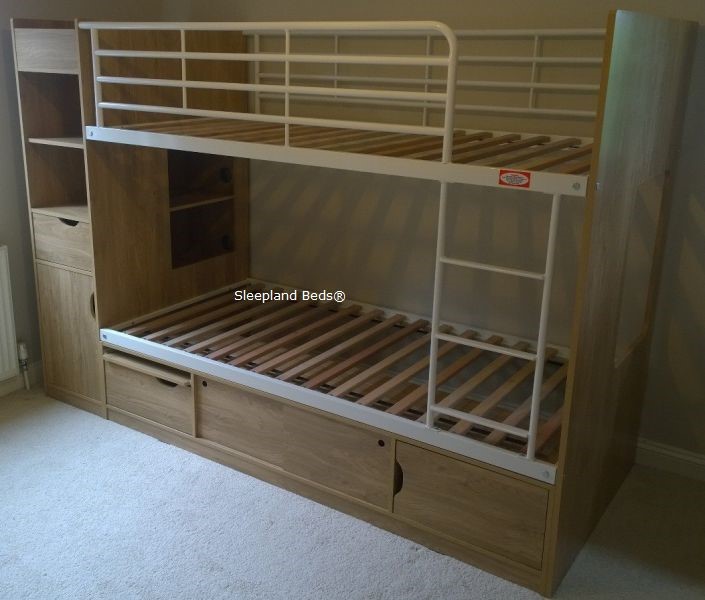 Oak Storage Bunk Beds Bedside And Drawer