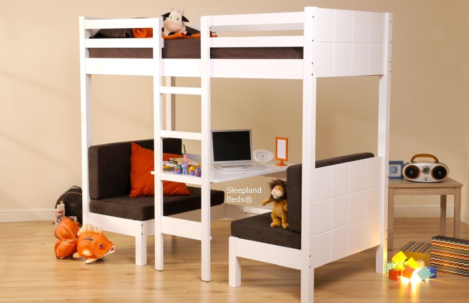 Sweet Dreams Play Bunk Bed White Highsleeper With Sofas Desk