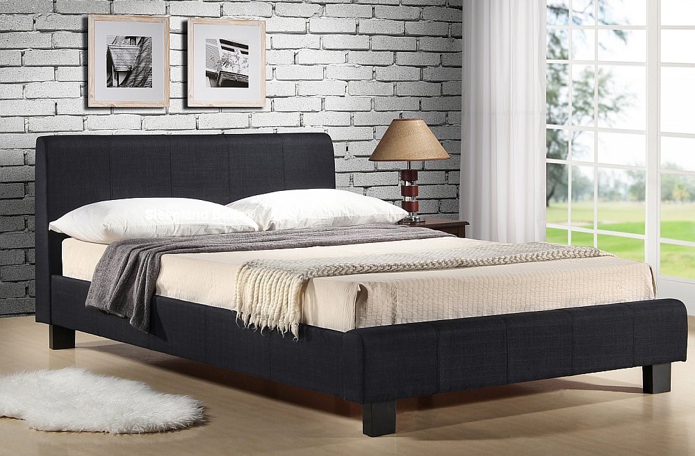 Inspire Hamburg Bed Frame Upholstered, Low Black Bed Frame