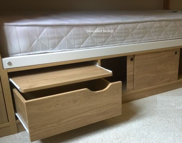 Childrens oak bunk beds top storage