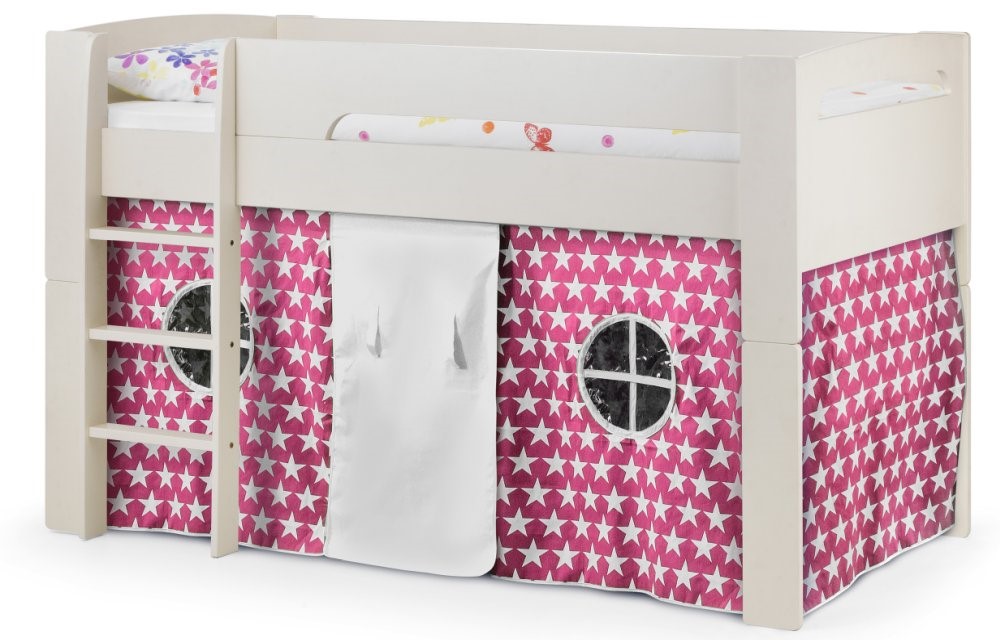 cabin bed with pink tent