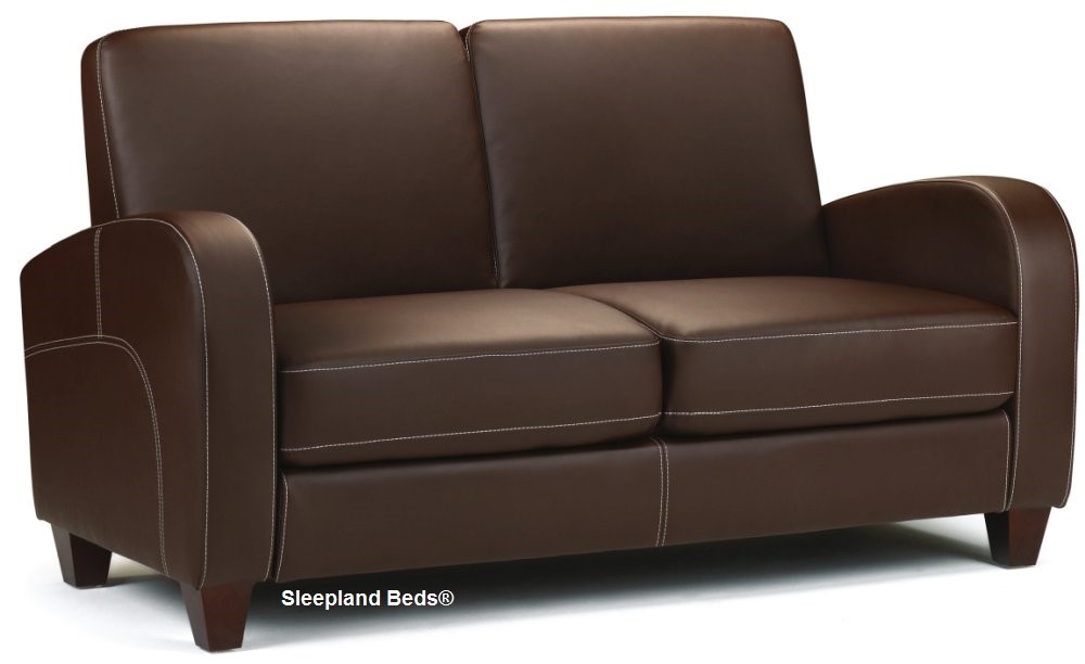 Two Seater Brown Leather Rivio Sofa, Faux Leather Two Seater Sofa