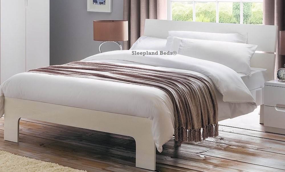 High Gloss White Double Bed Frame | Sleepland Beds