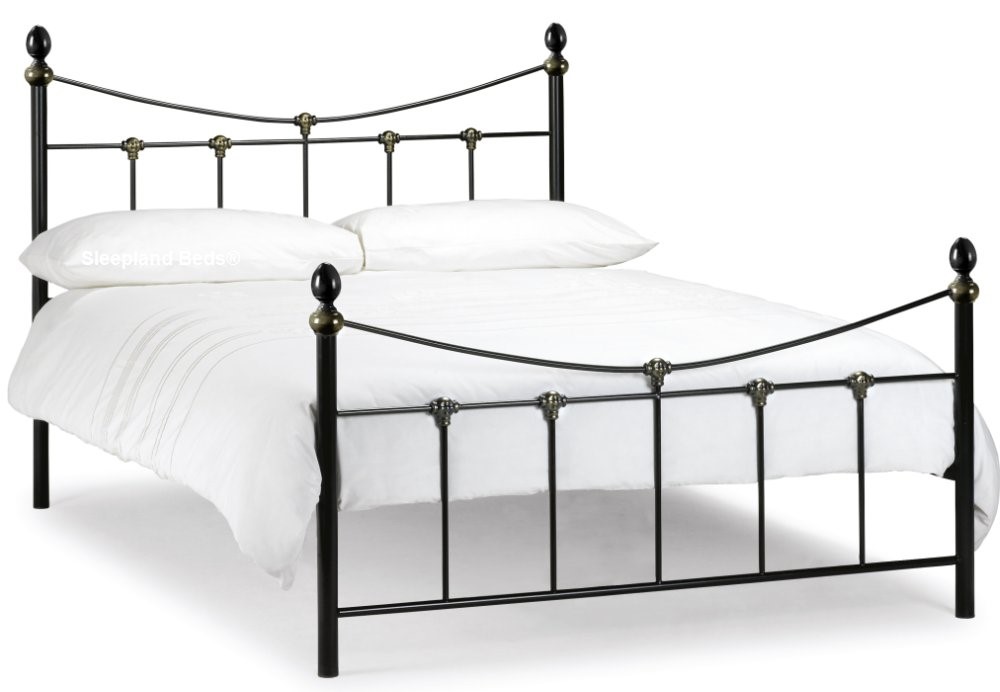 Antique Gold And Satin Black Metal, Black Wire Bed Frame Full