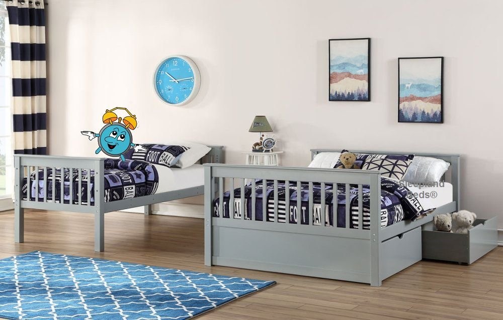 Grey Detachable Separated Double Bunk Beds