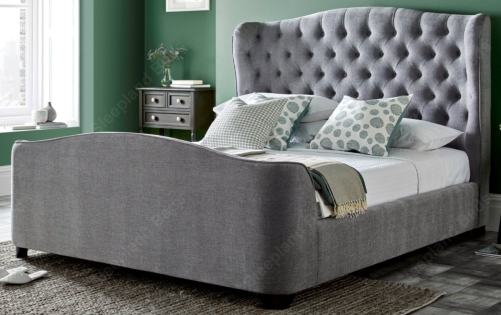 Kaydian Ss Grey Bed Frame, Super King Size Bed Winged Headboard