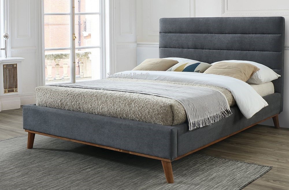 Inspire Mayfair Dark Grey Fabric Bed, Fabric And Wood King Bed Frame