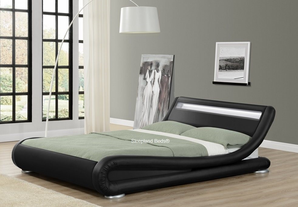 Leo Designer Curved LED Bed Frame - Sleepland Beds
