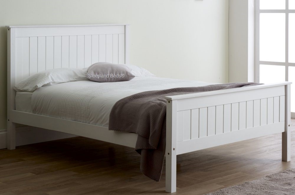 Parmone White Wooden Bed Frame Traditionally Panelled Sleepland Beds