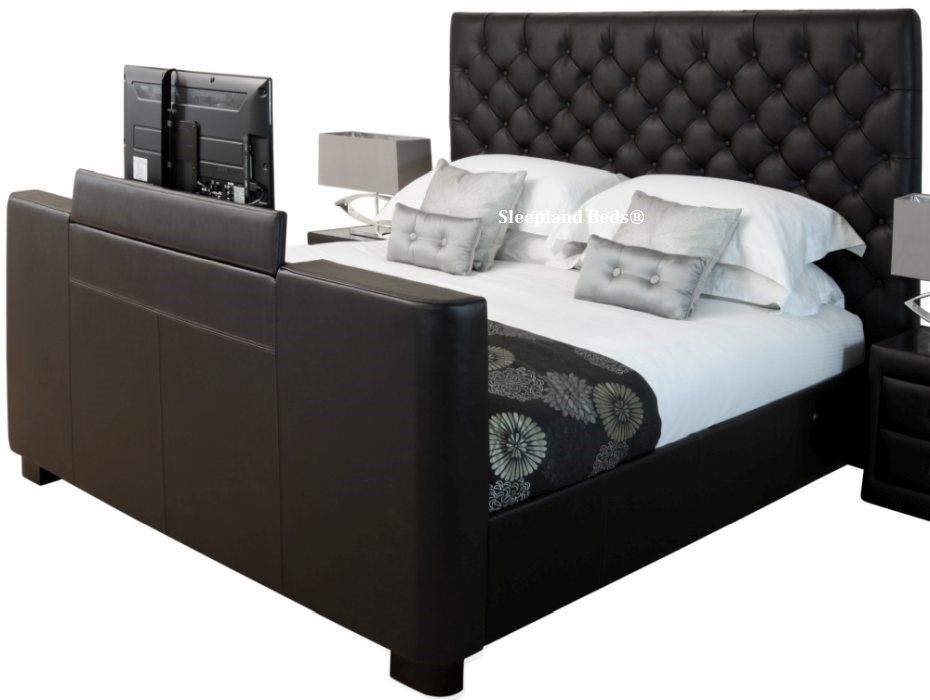 Los Angeles Tv Bed Brown Leather Includes 26in Led Tv Super