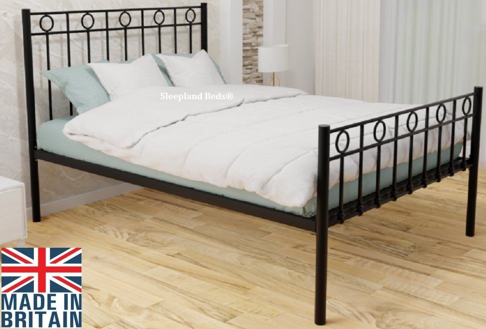 Black Myrtille Wrought Iron Metal Bed, Rod Iron Bed Frame King Size