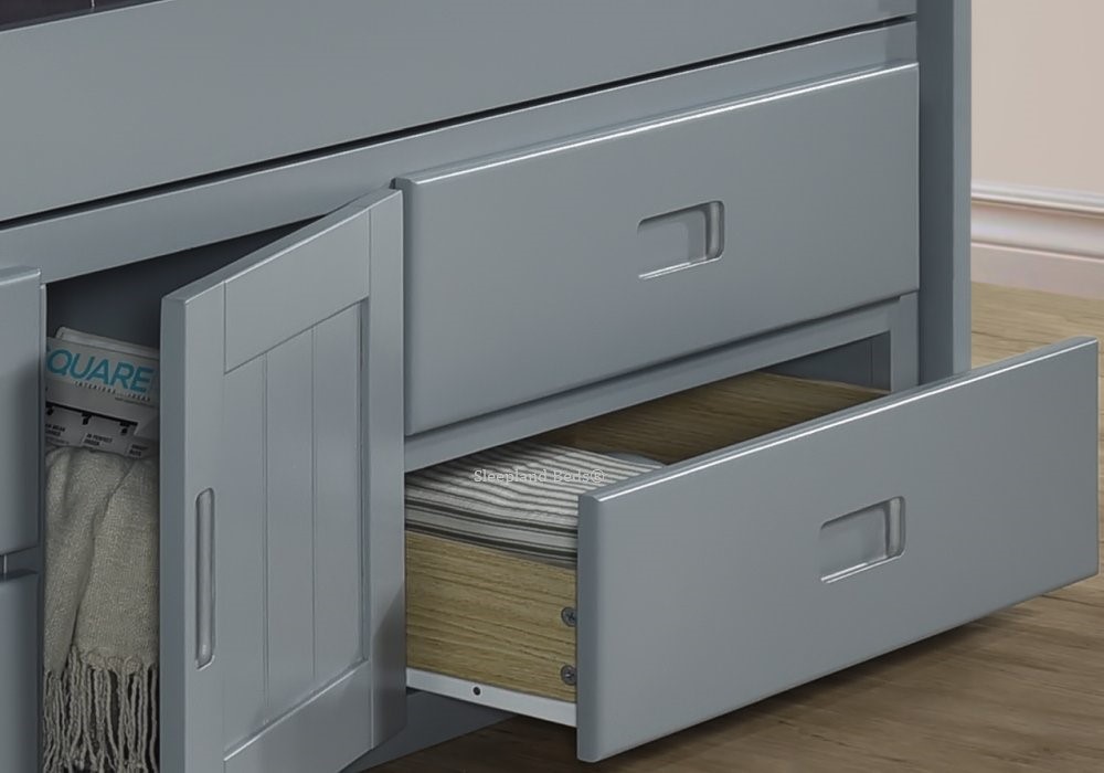 Solid Wood Single Captains Bed Frames In Grey Colour