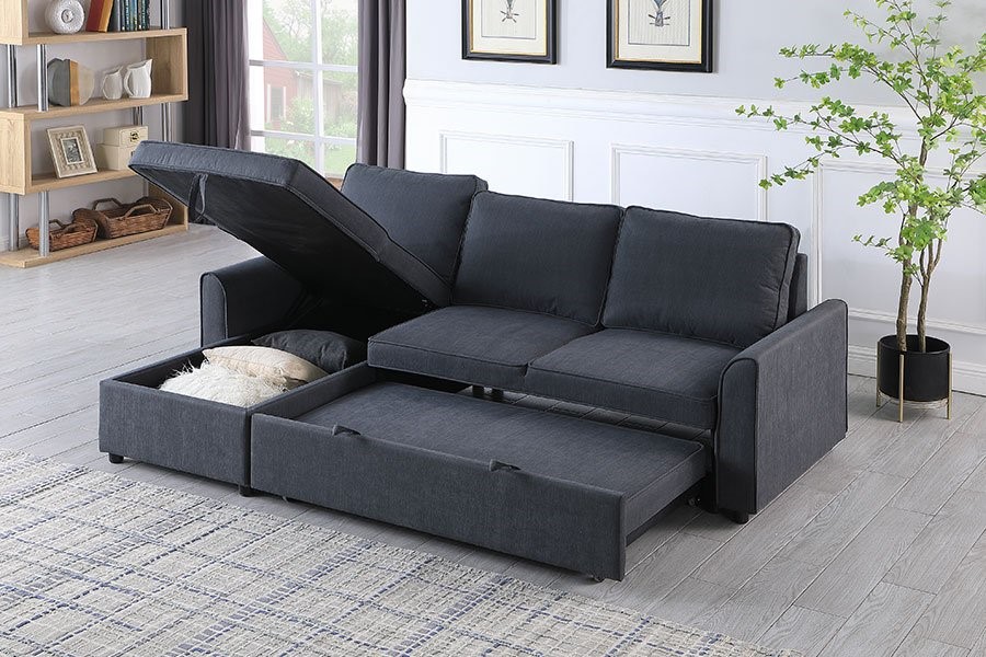 Sweet Dreams Missouri Sofa Bed Chaise, 3 Seat Sofa Bed With Storage