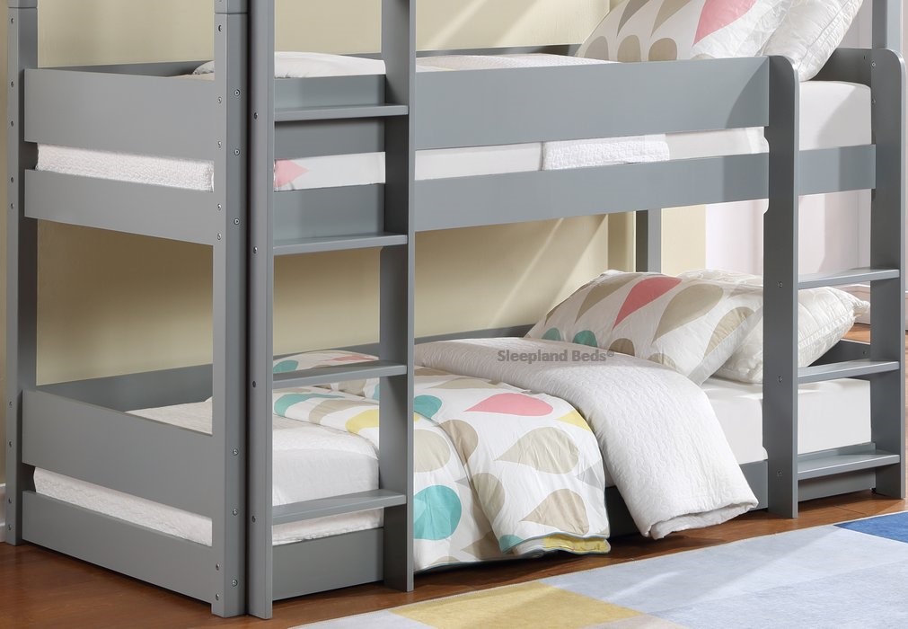Grey bunk beds for three people
