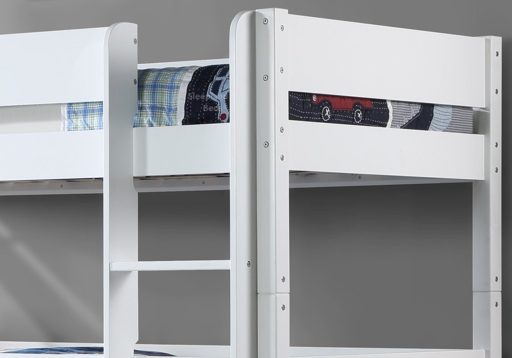 White bunk beds for three people