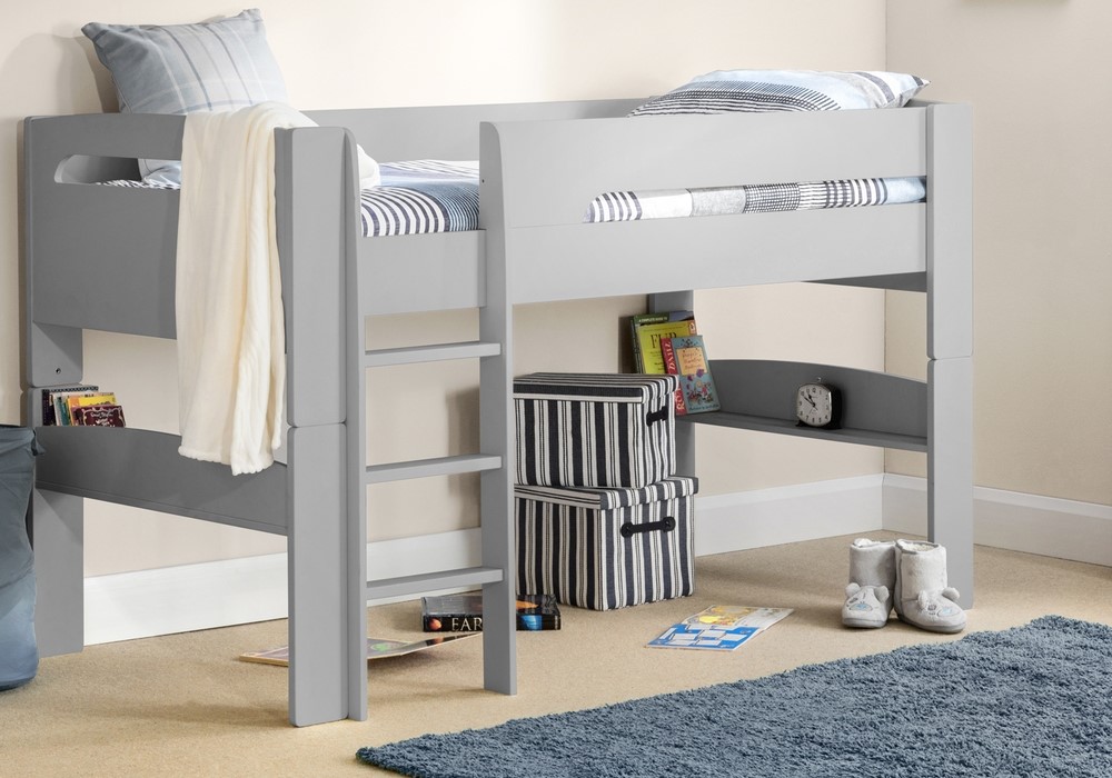 Planet Grey Midsleeper Bed With Shelves