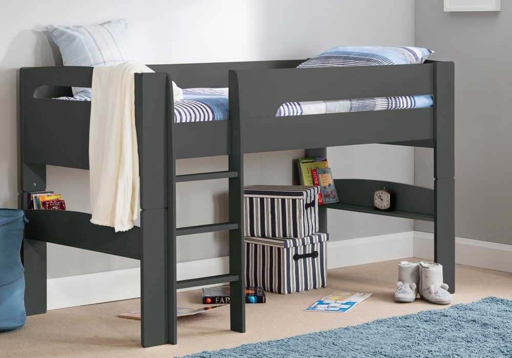Planet Anthracite Grey Midsleeper Bed With Shelves