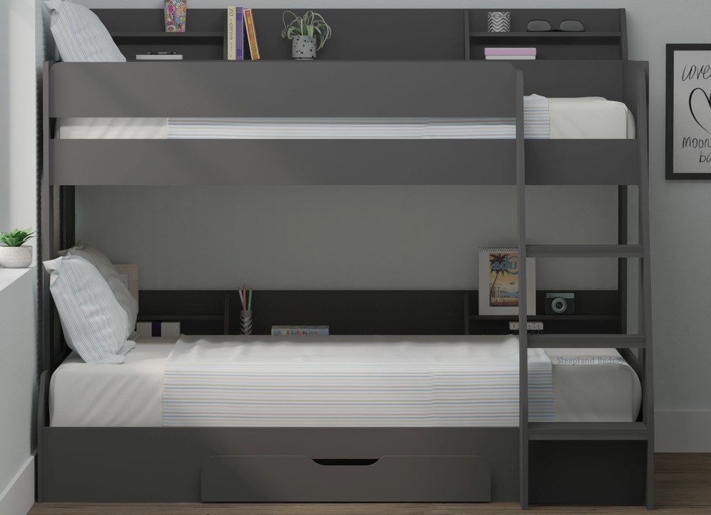 Grey bunk bed shelves