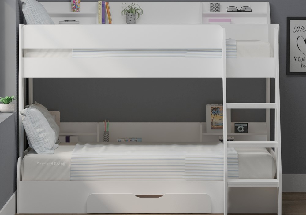 White Bunk Beds shelves