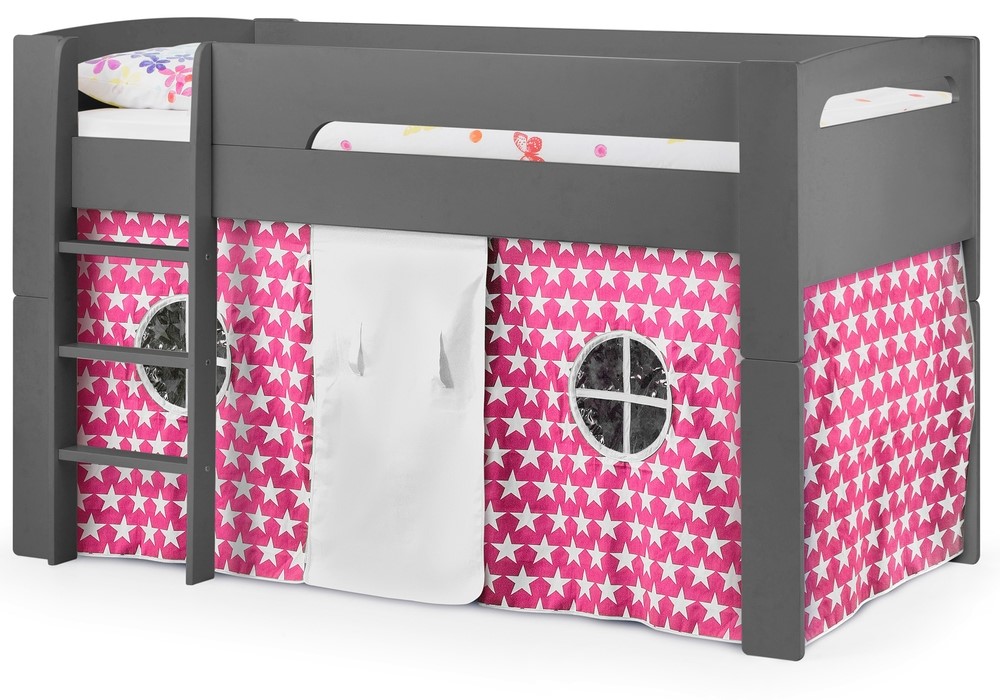 Midsleeper with pink den tent in anthracite for girls