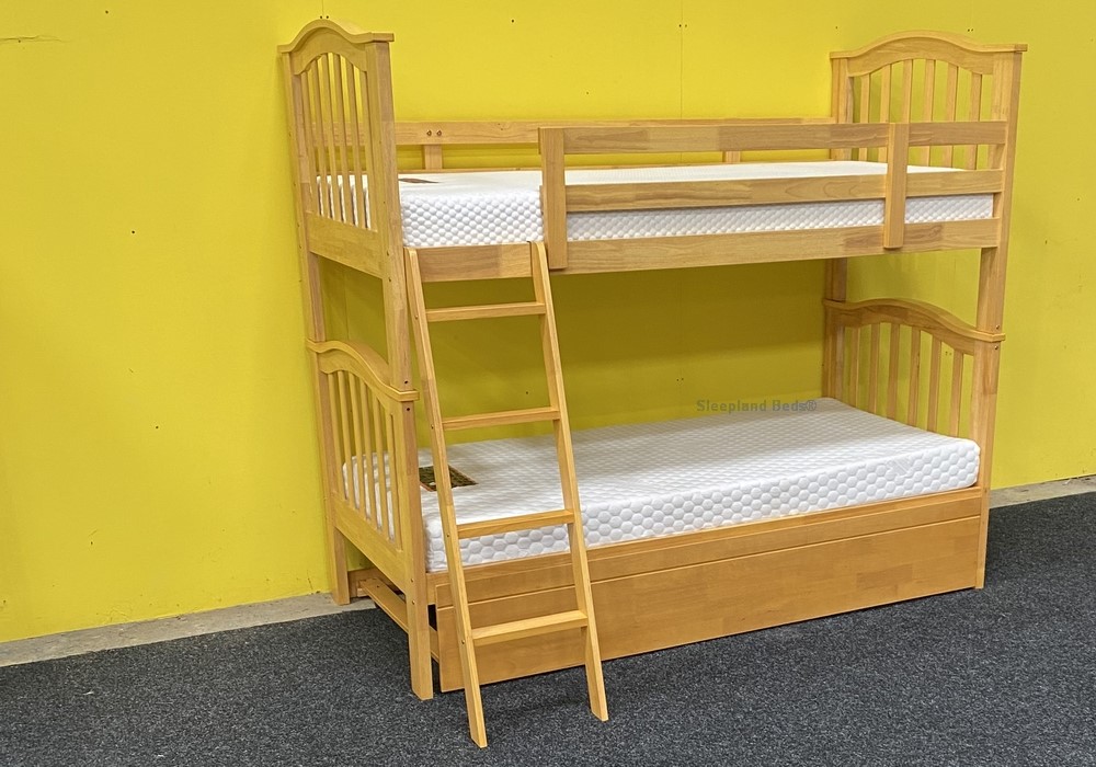 Cosmos Maple Wooden Bunk Beds With Trundle