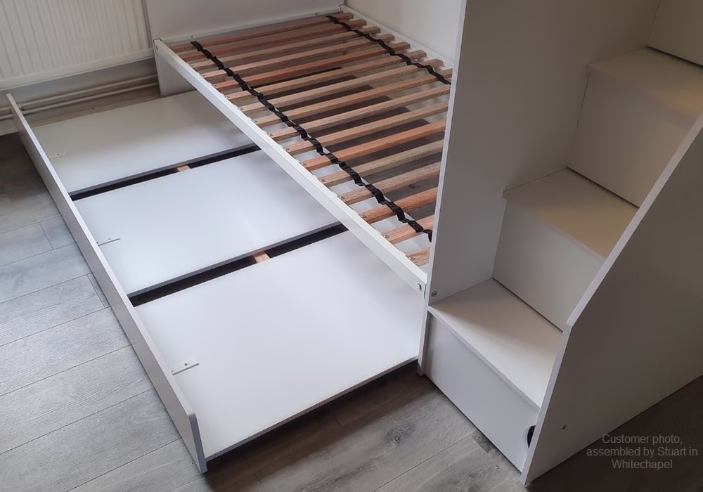 White Bunk Bed With Storage And Trundle