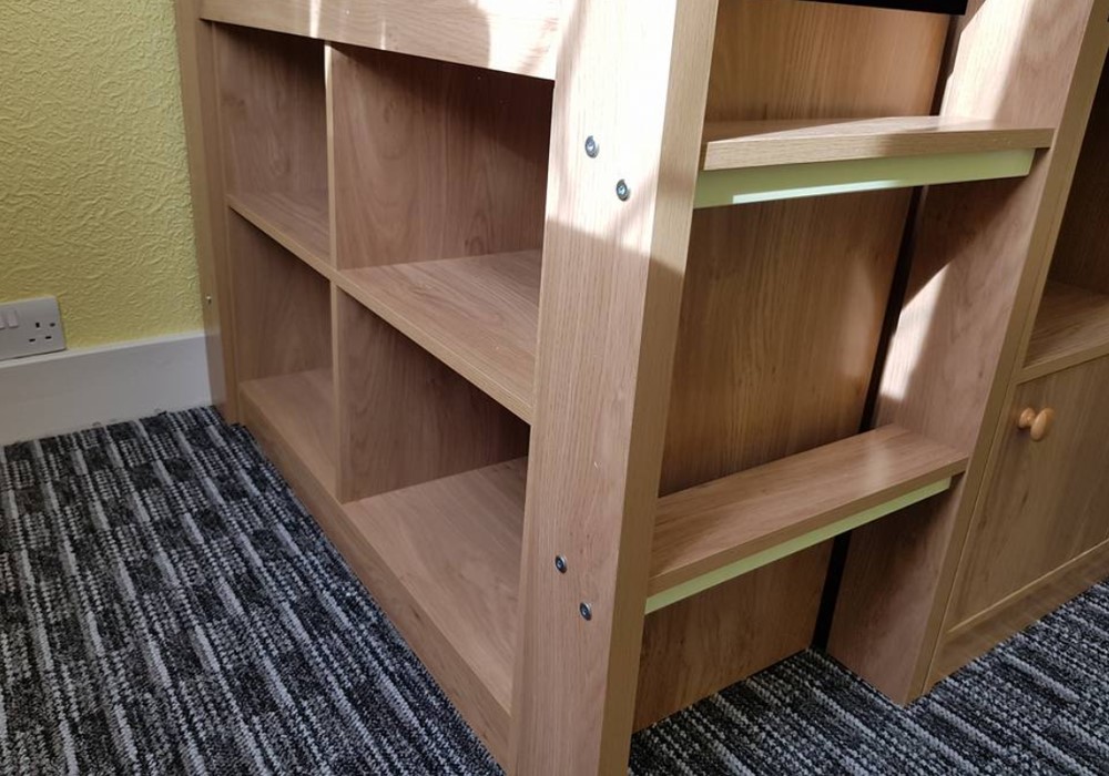 Childrens Midsleeper Bed With Storage In Oak