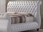 Swan White Leather Chesterfield Bed