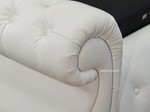 Top Grain White Leather Chesterfield Sleigh Bed