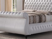 Luxury White Leather Swan Chesterfield Sleigh Bed
