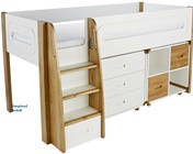 Stompa Radius Midsleeper Bed And Oak Cube And Chest