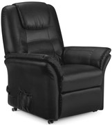 Lifting and tilting black recliner armchairs