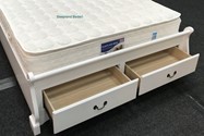 White sleigh bed end drawers