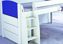 Stompa blue mid sleeper beds with chest