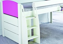 Stompa pink mid sleeper beds with chest