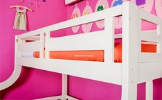 White Solid Wood Adult Or Children Double Bunk With Staircase