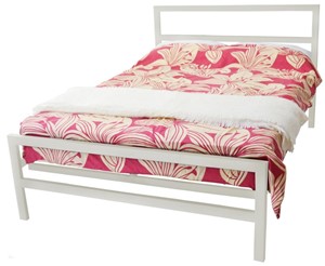 Small Double Ivory Metal Bed Frame
