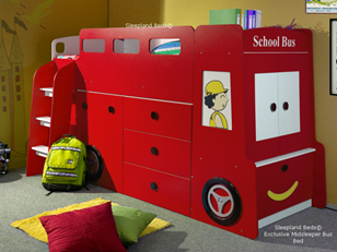Childrens Bus Station Storage Bed
