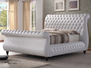 Swan White Leather Bed Frame