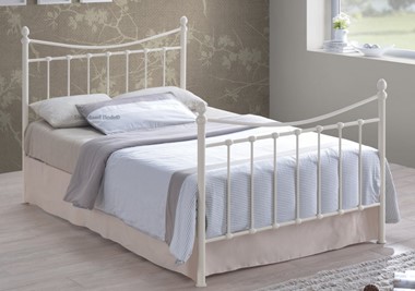 Small Double Ivory Metal Bed Frame